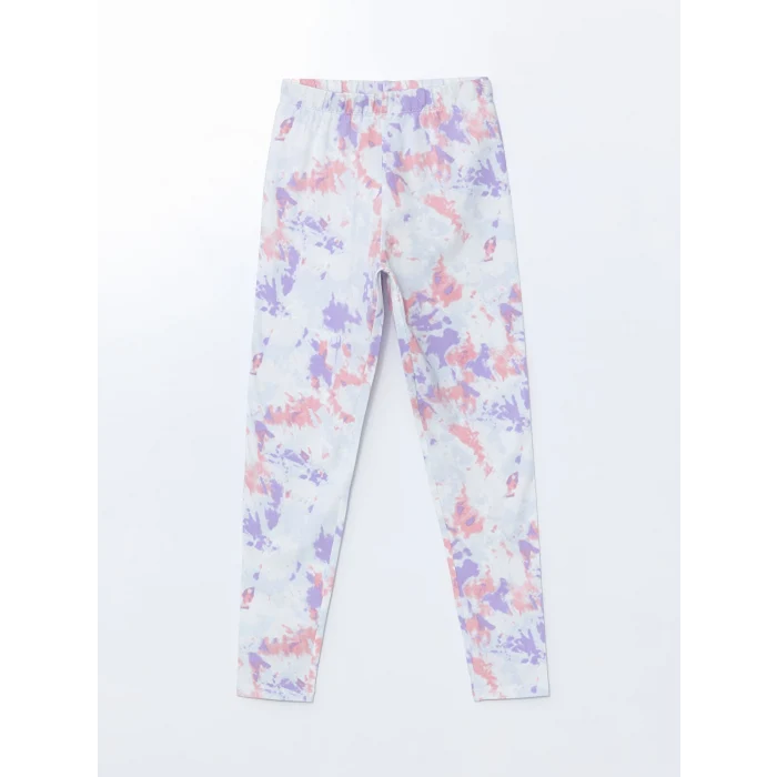 LCW Kids Karışık Beli Lastikli Batik Desenli Kız Çocuk Tayt