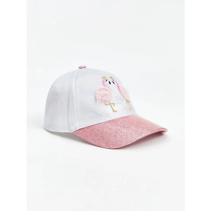 LCW ACCESSORIES Gri Flamingo Nakışlı Kız Çocuk Kep Şapka