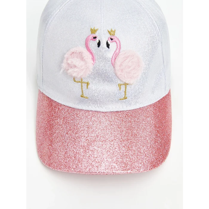 LCW ACCESSORIES Gri Flamingo Nakışlı Kız Çocuk Kep Şapka