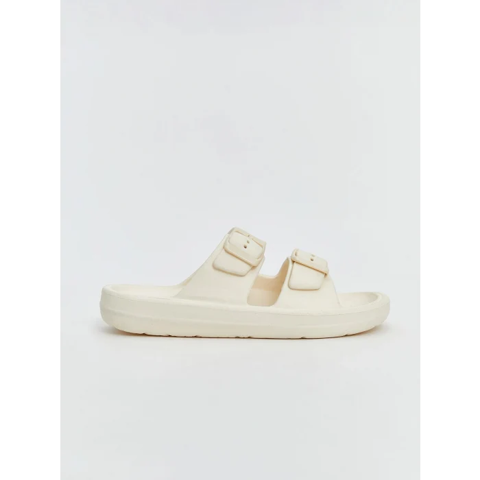 LCW STEPS Beyaz Çift Bantlı Kız Çocuk Terlik