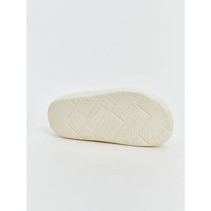 LCW STEPS Beyaz Çift Bantlı Kız Çocuk Terlik