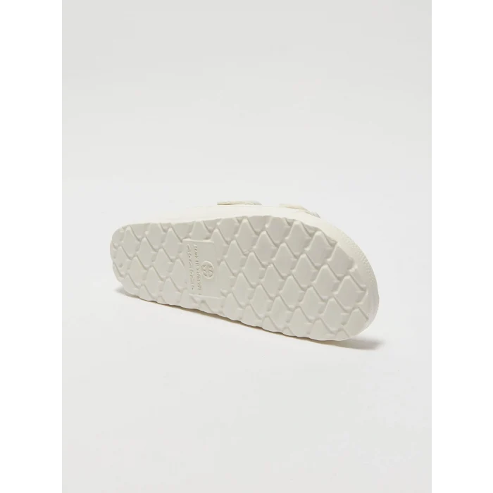 LCW STEPS Beyaz Toka Detaylı Çift Bantlı Kız Çocuk Terlik