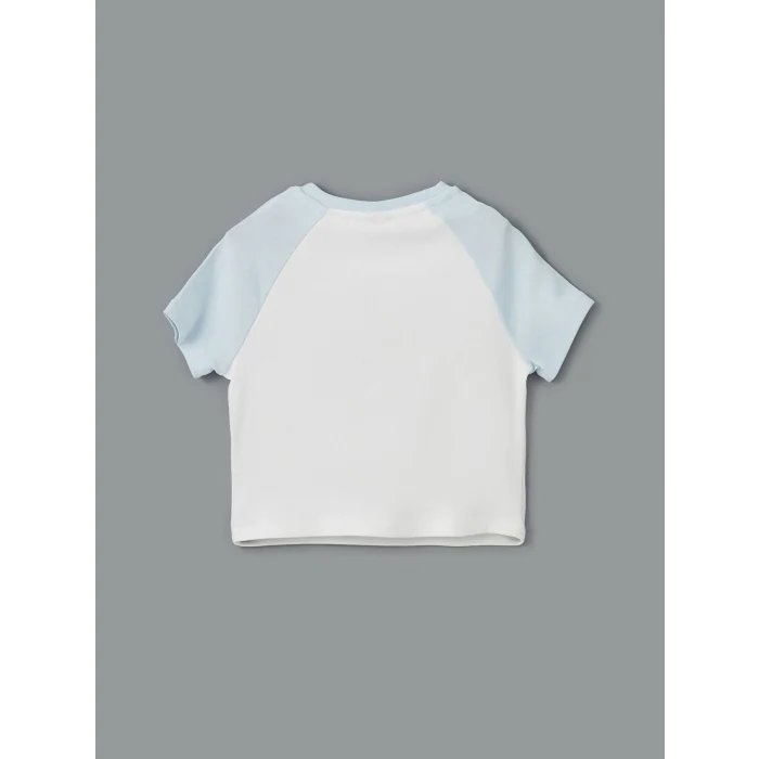 LCW Kids Mavi Bisiklet Yaka Kız Çocuk Tişört