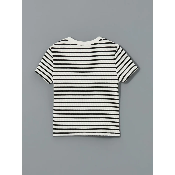 LCW Kids Siyah Bisiklet Yaka Kız Çocuk Tişört