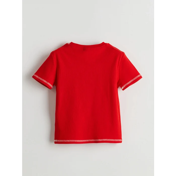 LCW Kids Kırmızı Bisiklet Yaka Kız Çocuk Tişört