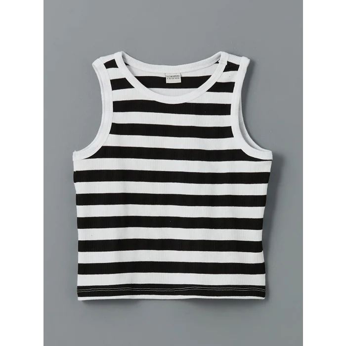 LCW Kids Siyah Bisiklet Yaka Kız Çocuk Crop Atlet