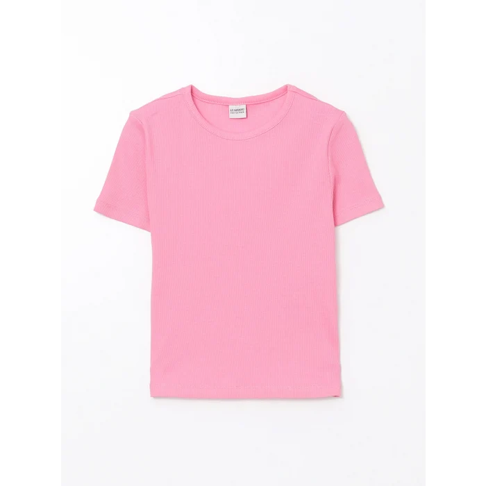 LCW Kids Pembe Bisiklet Yaka Kız Çocuk Tişört