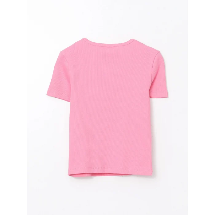 LCW Kids Pembe Bisiklet Yaka Kız Çocuk Tişört