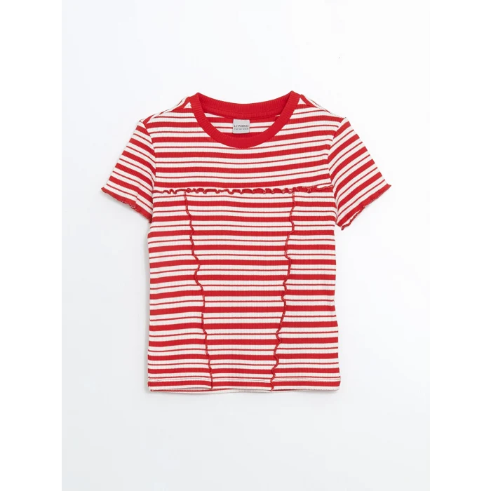 LCW Kids Kırmızı Bisiklet Yaka Kız Çocuk Tişört