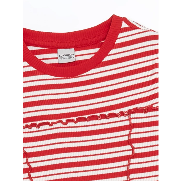 LCW Kids Kırmızı Bisiklet Yaka Kız Çocuk Tişört
