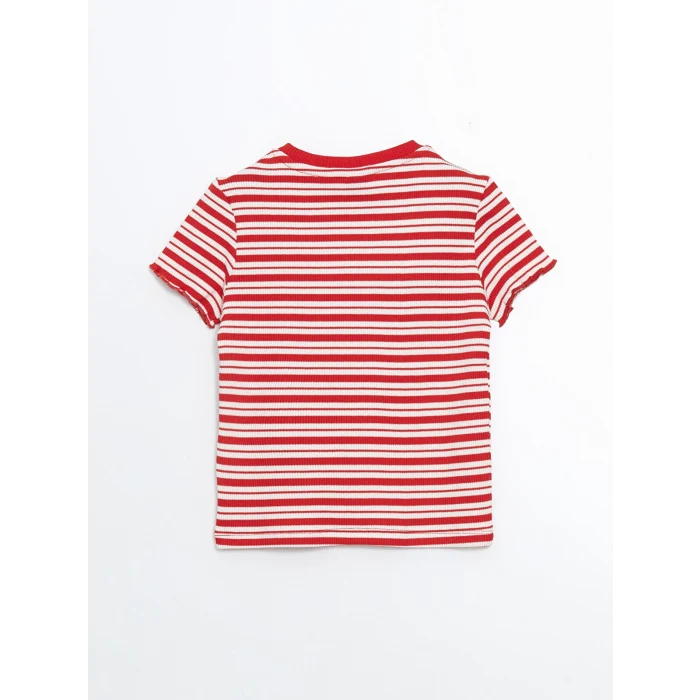 LCW Kids Kırmızı Bisiklet Yaka Kız Çocuk Tişört