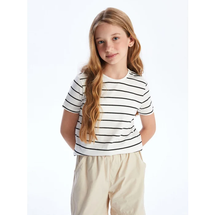 LCW Kids Siyah Bisiklet Yaka Kız Çocuk Tişört