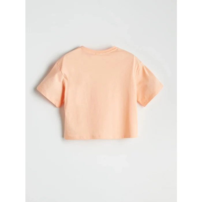 LCW Kids Mercan Bisiklet Yaka Kız Çocuk Crop Tişört