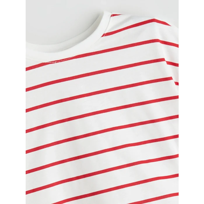 LCW Kids Ekru Bisiklet Yaka Kız Çocuk Crop Tişört