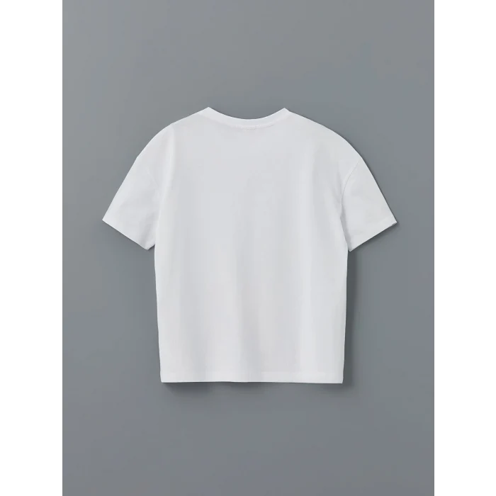 LCW Kids Beyaz Bisiklet Yaka Anime Baskılı Kız Çocuk Tişört