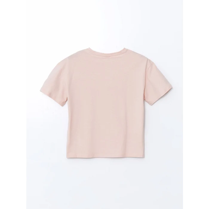 LCW Kids Pembe Bisiklet Yaka Çiçekli Kız Çocuk Tişört