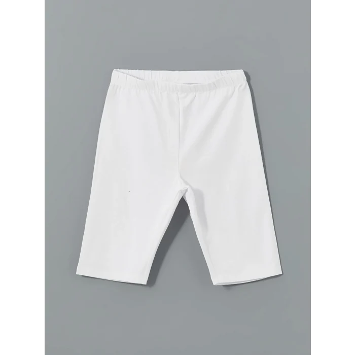 LCW Kids Beyaz Beli Lastikli Kız Çocuk Kısa Tayt