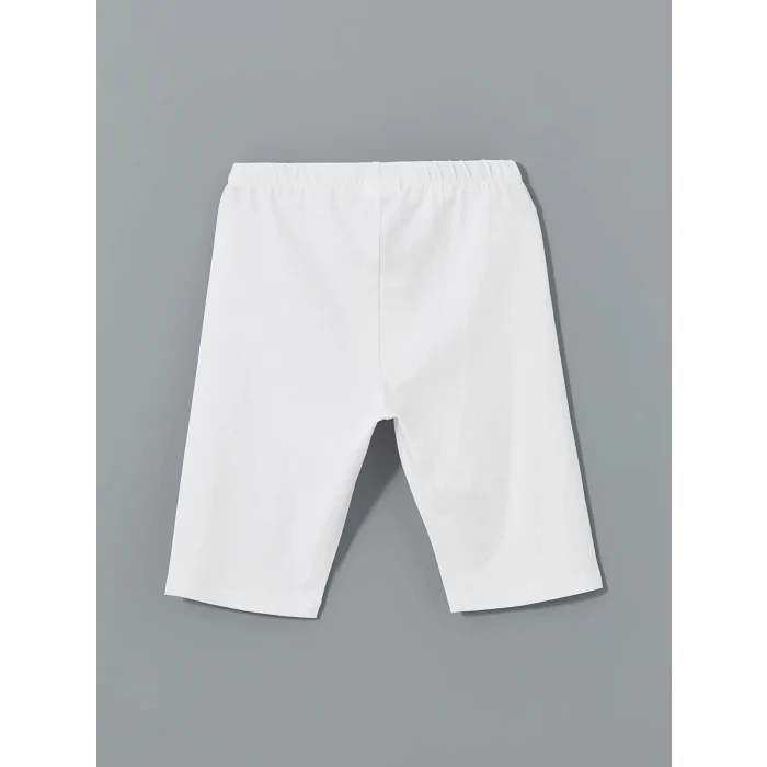 LCW Kids Beyaz Beli Lastikli Kız Çocuk Kısa Tayt