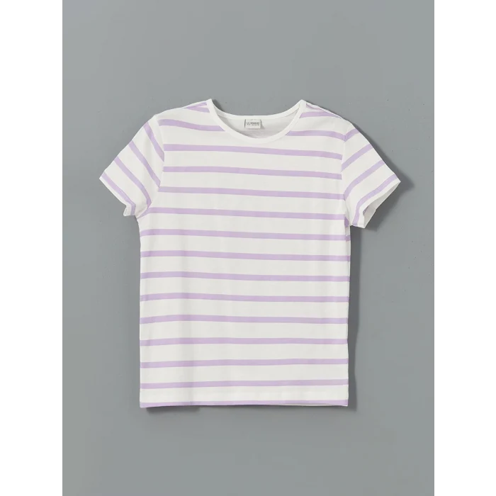 LCW Kids Lila Bisiklet Yaka Kız Çocuk Tişört
