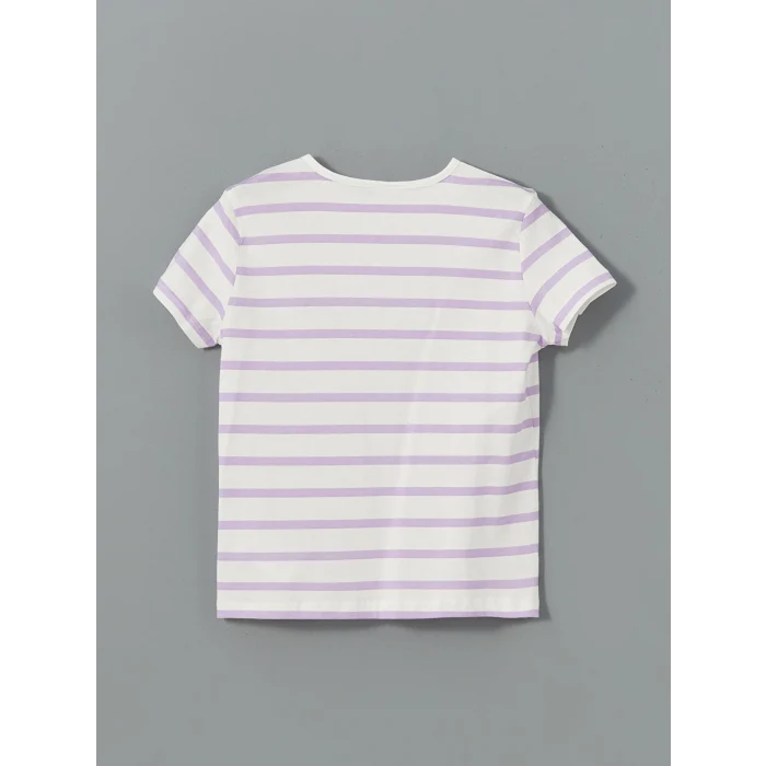 LCW Kids Lila Bisiklet Yaka Kız Çocuk Tişört