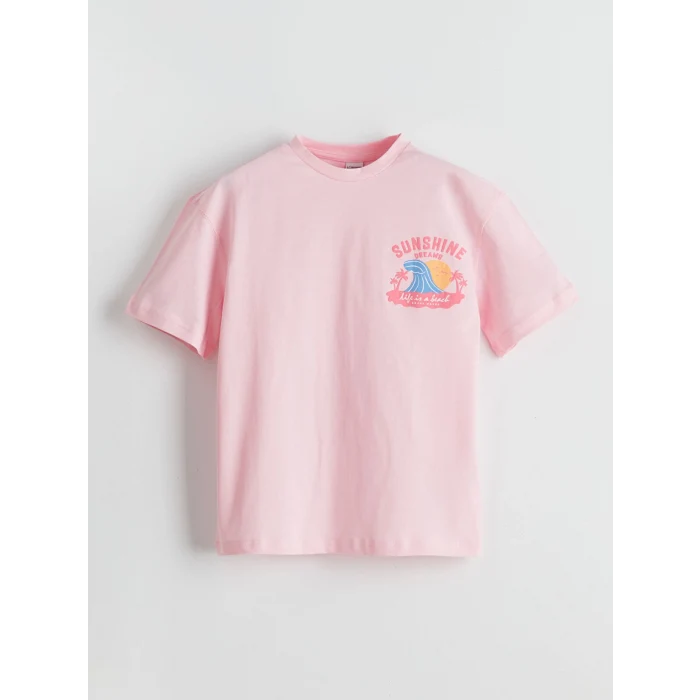 LCW Kids Pembe Bisiklet Yaka Kız Çocuk Tişört