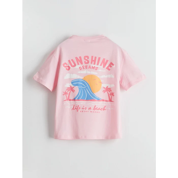 LCW Kids Pembe Bisiklet Yaka Kız Çocuk Tişört