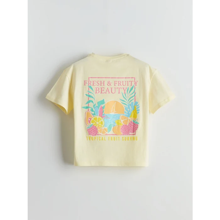 LCW Kids Sarı Bisiklet Yaka Kız Çocuk Tişört