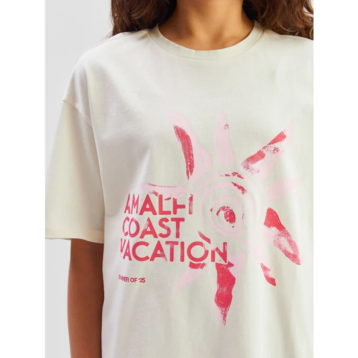 LCW Kids Ekru Bisiklet Yaka Kız Çocuk Tişört