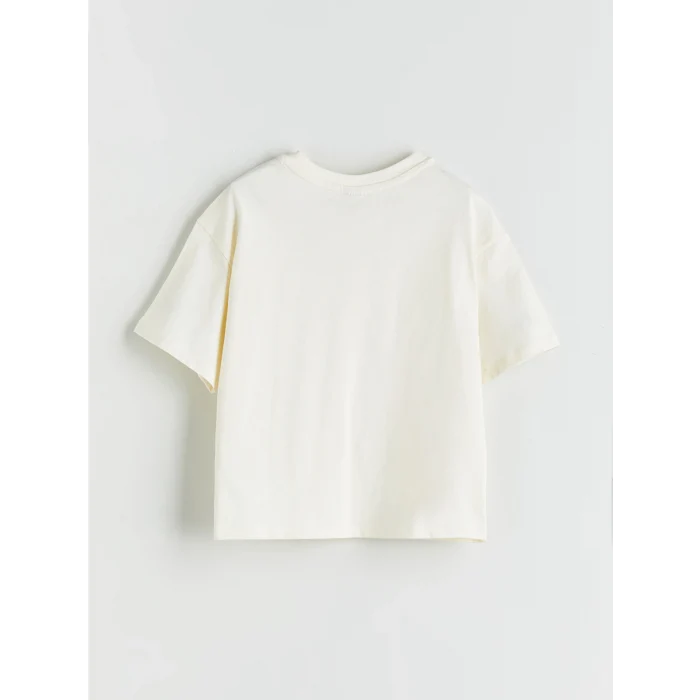 LCW Kids Ekru Bisiklet Yaka Kız Çocuk Tişört