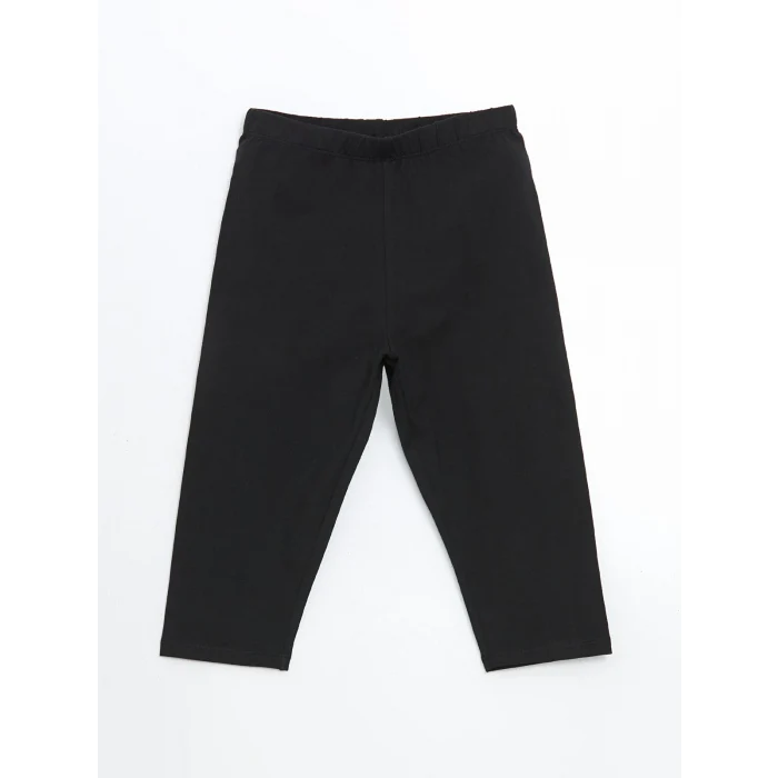 LCW Kids Siyah Beli Lastikli 3/4 Boy Kız Çocuk Tayt