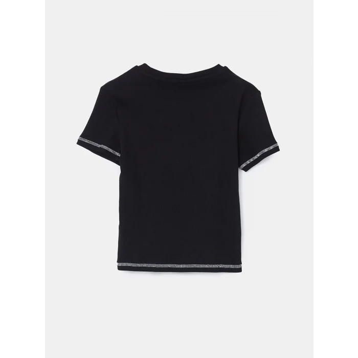 LCW Kids Siyah Bisiklet Yaka Kız Çocuk Tişört