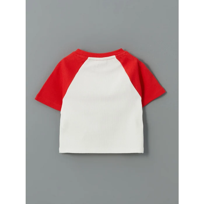 LCW Kids Kırmızı Bisiklet Yaka California Baskılı Kız Çocuk Crop Tişört