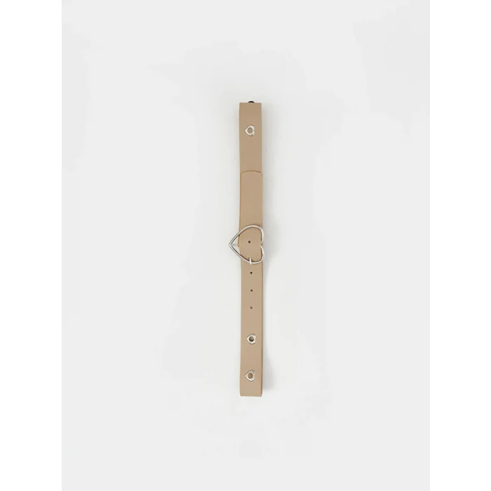 LCW ACCESSORIES Ekru Kalp Tokalı Deri Görünümlü Kız Çocuk Kemer