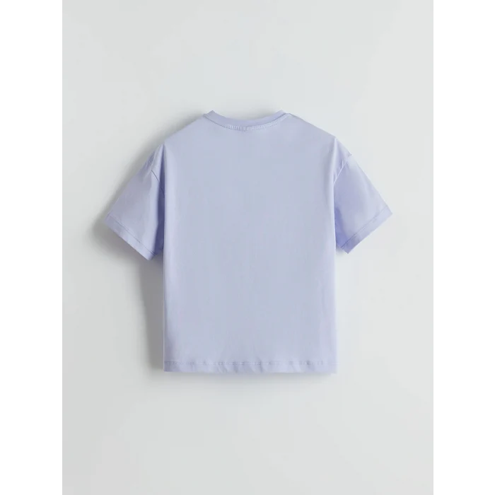 LCW Kids Lila Bisiklet Yaka Anime Baskılı Kız Çocuk Tişört