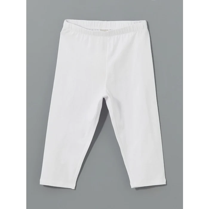 LCW Kids Beyaz Beli Lastikli 3/4 Boy Kız Çocuk Tayt