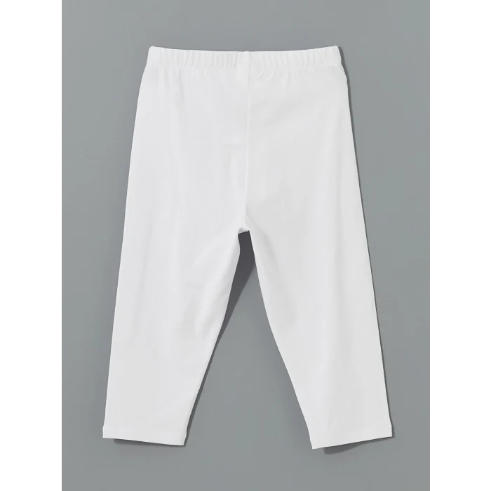 LCW Kids Beyaz Beli Lastikli 3/4 Boy Kız Çocuk Tayt