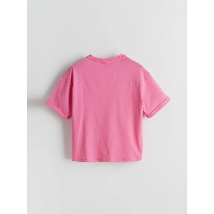 LCW Kids Pembe Bisiklet Yaka Kız Çocuk Tişört