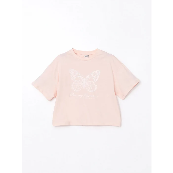 LCW Kids Pembe Bisiklet Yaka Kız Çocuk Tişört