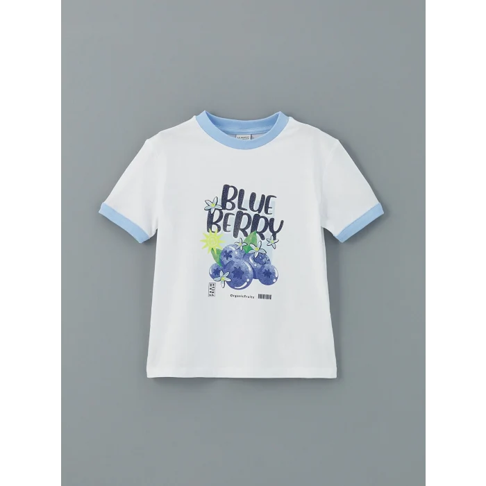 LCW Kids Beyaz Bisiklet Yaka Kız Çocuk Tişört