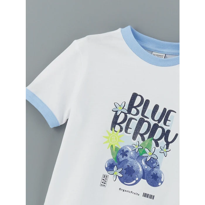 LCW Kids Beyaz Bisiklet Yaka Kız Çocuk Tişört