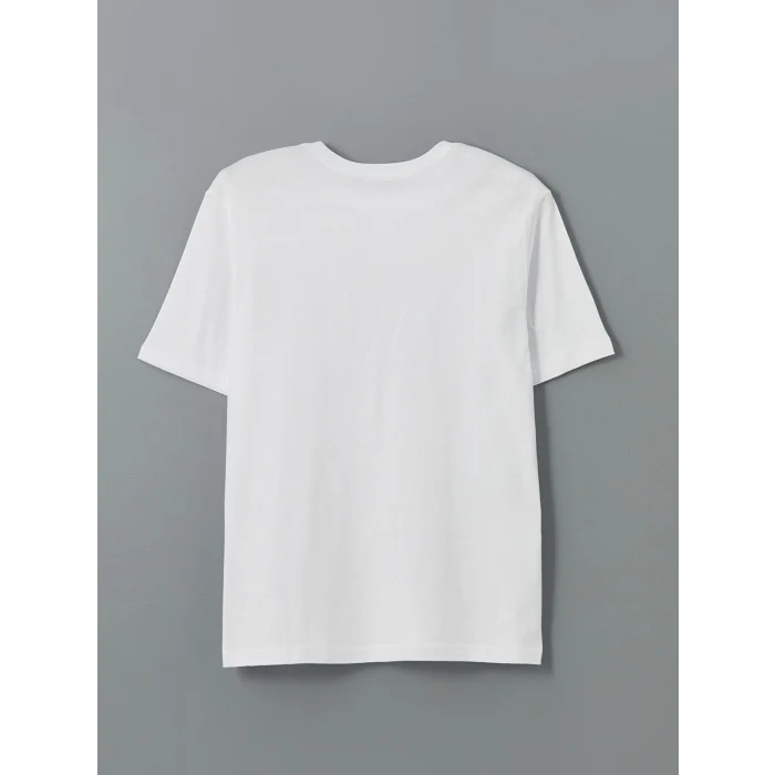 LCW Kids Beyaz Bisiklet Yaka Baskılı Kız Çocuk Tişört