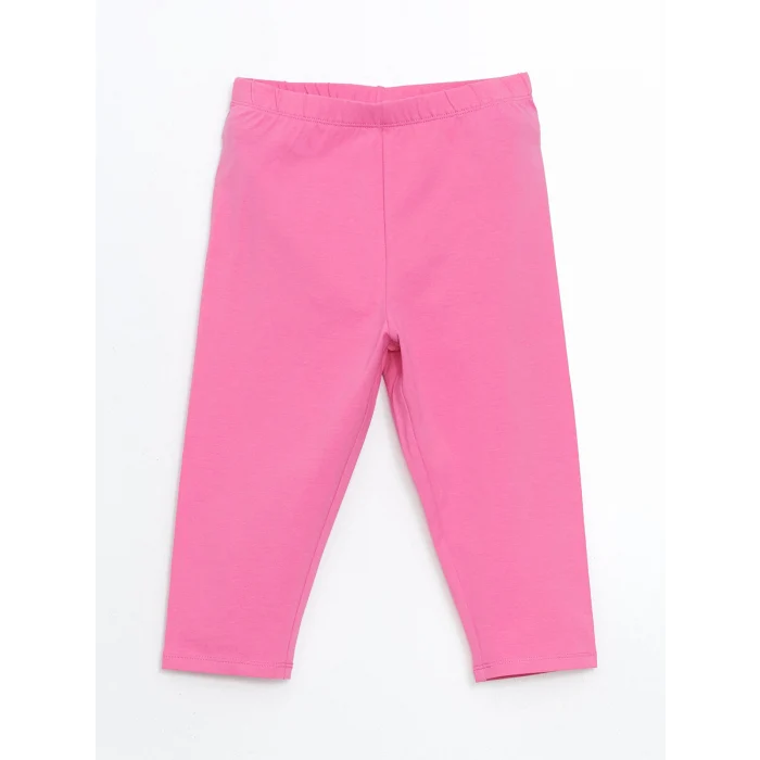 LCW Kids Pembe Beli Lastikli 3/4 Boy Kız Çocuk Tayt