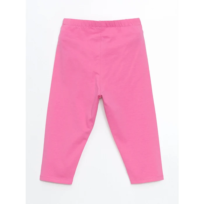 LCW Kids Pembe Beli Lastikli 3/4 Boy Kız Çocuk Tayt
