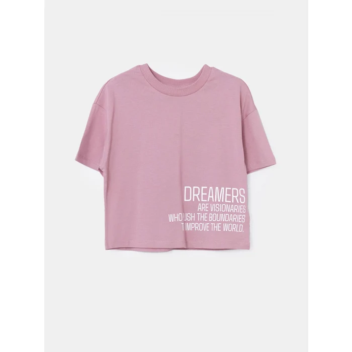 LCW Kids Lila Bisiklet Yaka Kız Çocuk Tişört