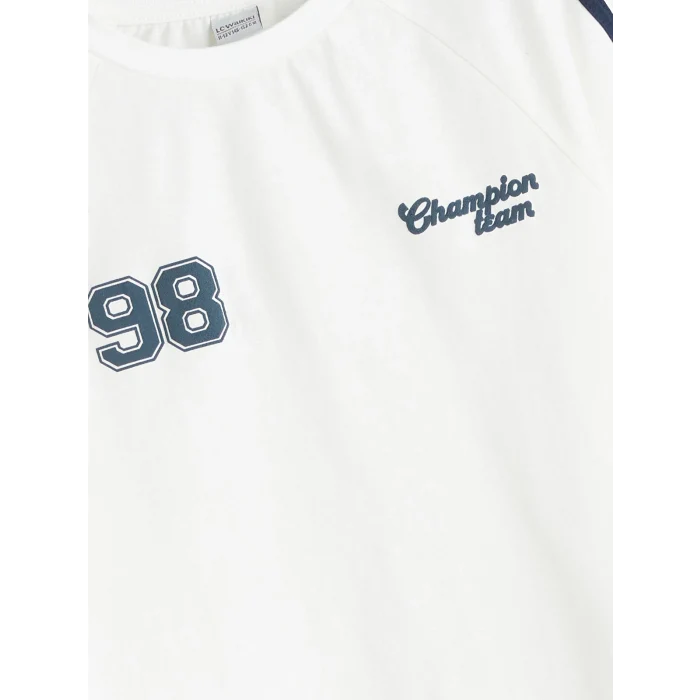 LCW Kids Ekru Bisiklet Yaka Kız Çocuk Tişört