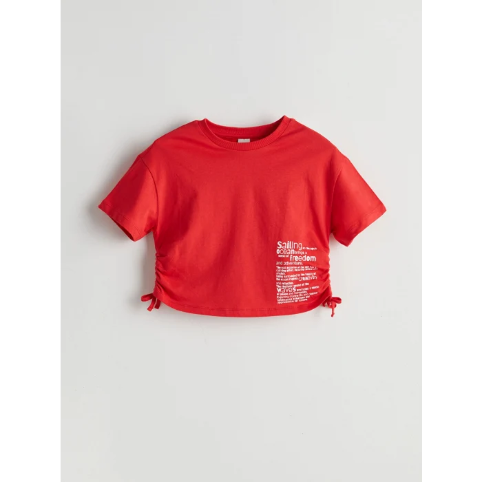 LCW Kids Kırmızı Bisiklet Yaka Kız Çocuk Tişört