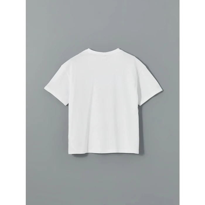 LCW Kids Beyaz Bisiklet Yaka Kız Çocuk Tişört