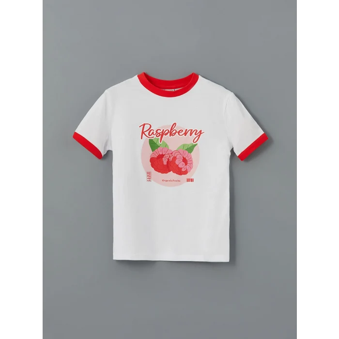 LCW Kids Beyaz Bisiklet Yaka Kız Çocuk Tişört