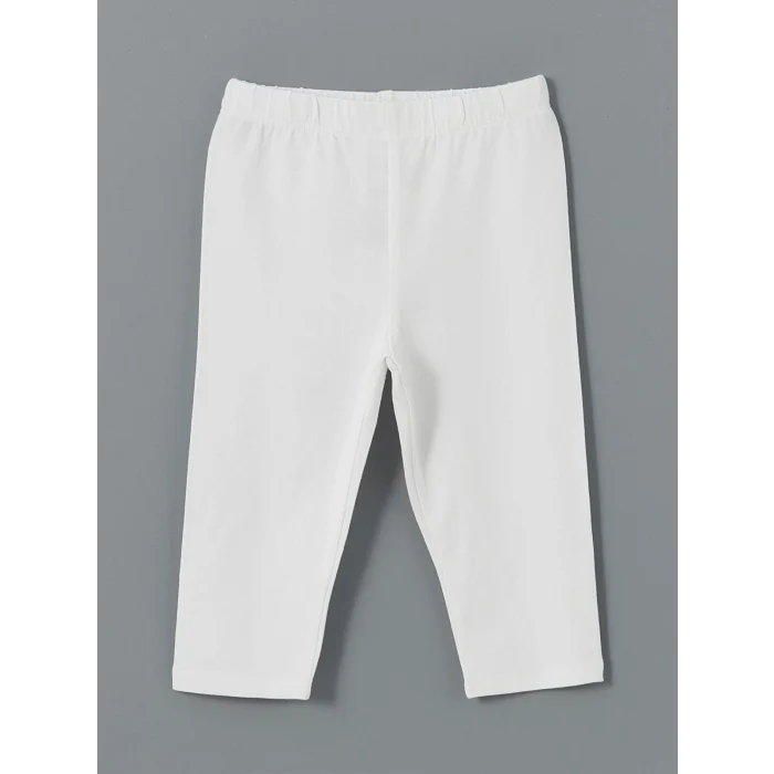 LCW Kids Beyaz Beli Lastikli Basic Kız Çocuk Tayt