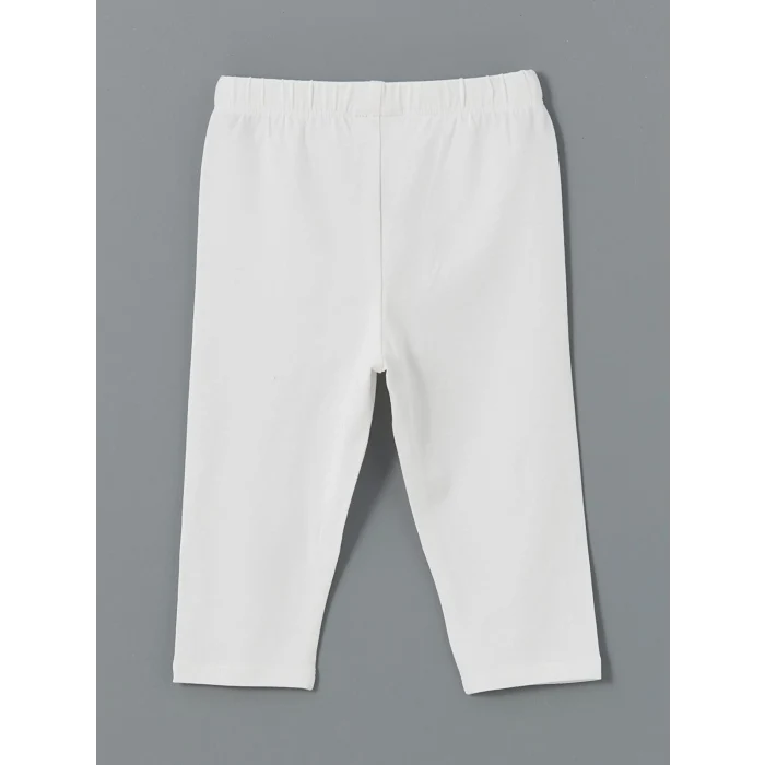 LCW Kids Beyaz Beli Lastikli Basic Kız Çocuk Tayt